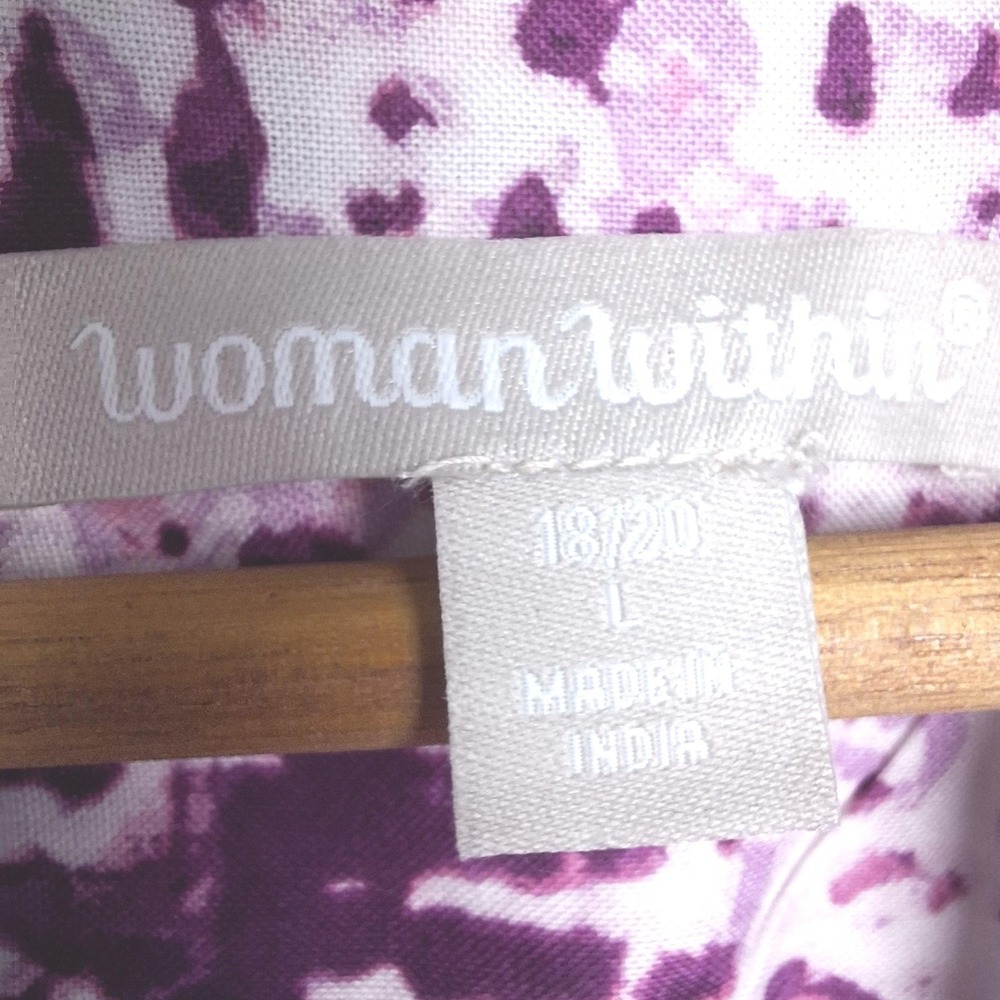 Woman Within Blouse Womens 18/20 Large Purple White Abstract Ikat Tunic Top NWT - Picture 3 of 9